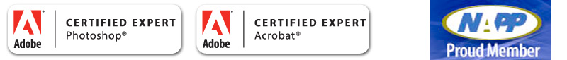 2Ace Adobe Certified Expert, Photoshop and Acrobat. Member of NAPP.
