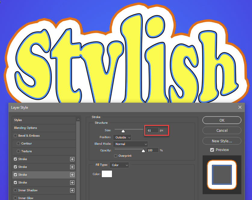 Multiple Strokes in Photoshop